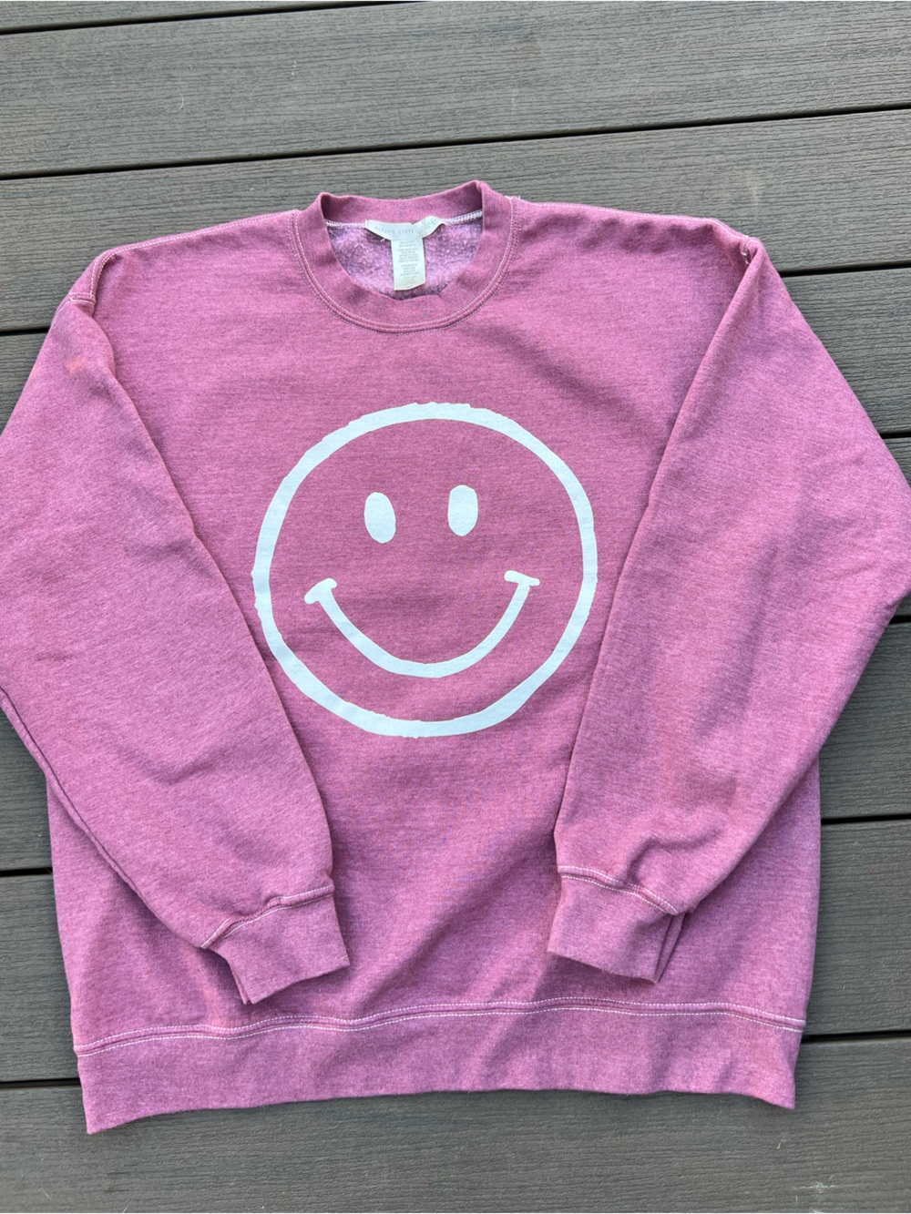 Altar'd State Rose Pink Crewneck with White Smiley